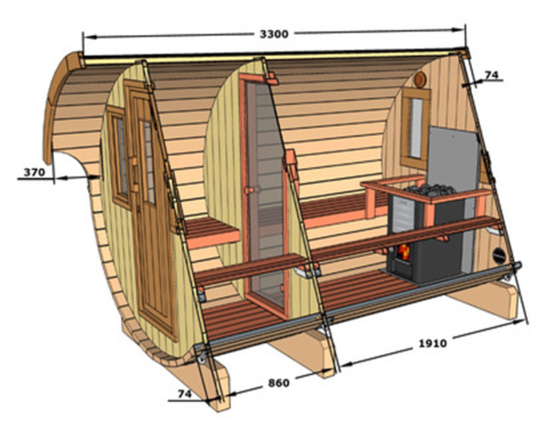 Apvali sauna 330 ismatavimai